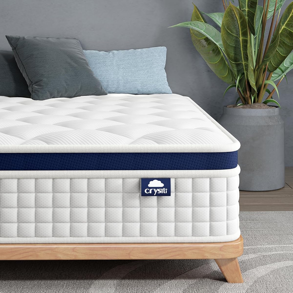 Crystli Queen Size Mattress 12 Inch-Hybrid Mattress Bed in A Box, Medium Firm for All Sleepers, Pressure Pain Relief, Motion Isolation, Fiberglass-Free, Pocket Spring, Strong Edge Support