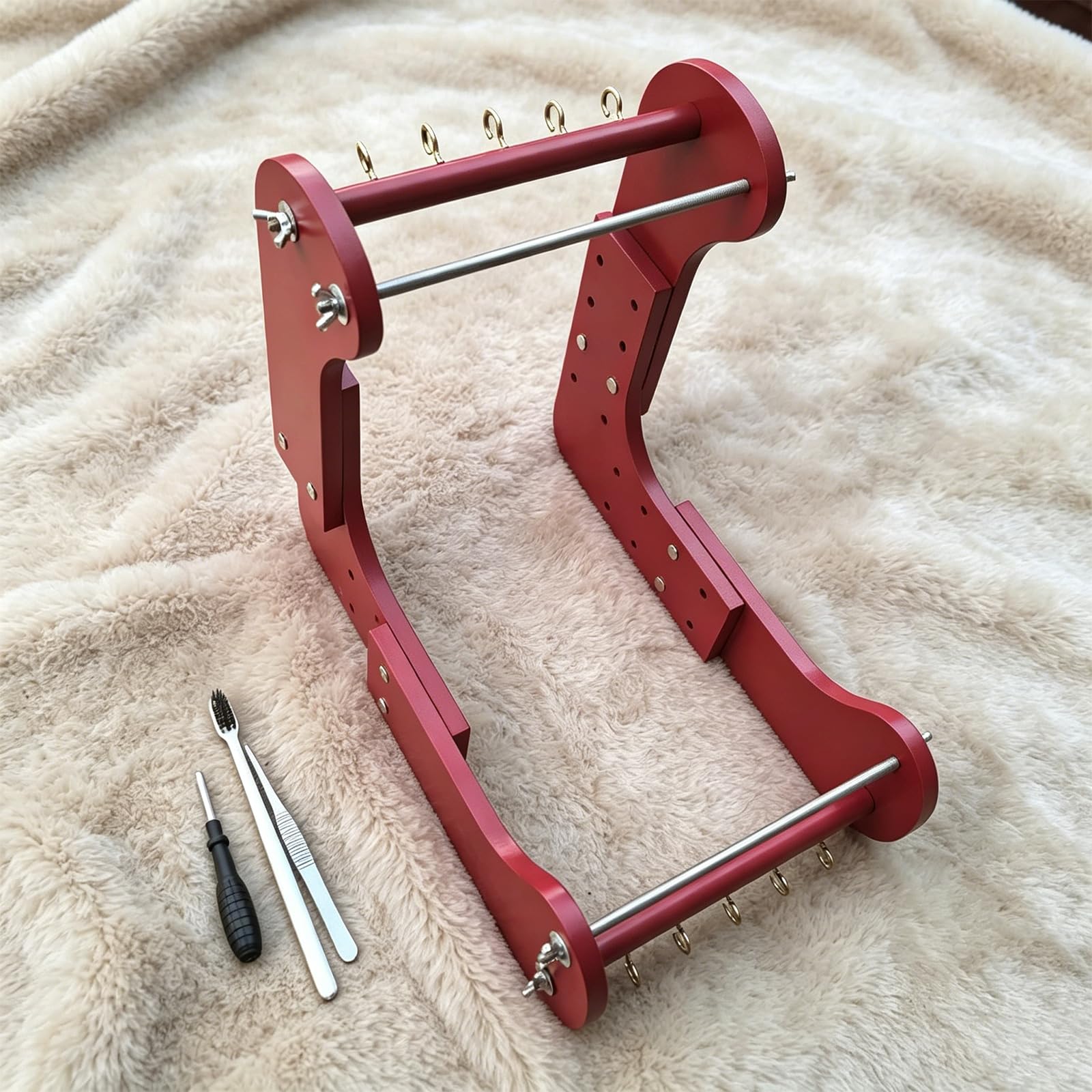 Marco de cuentas de joyería de madera con configuración de ajustable para encordar pulseras, tejer cuentas y trabajos artesanales Marco de tejido de cuentas ajustable Herramienta de encordar de