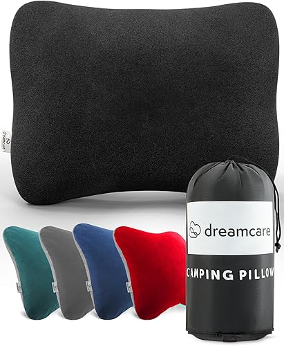 Miniatura 8 de DREAMCARE Almohada de campamento, almohada de viaje de espuma viscoelástica, accesorios de campamento, almohada pequeña esencial para camping,