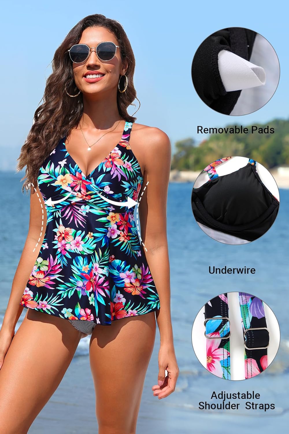 Women Underwire Tankini Top - Flowy Swimsuit Top Only Cross Back Twist Bathing Suit No Bottom 2025 - Image 4