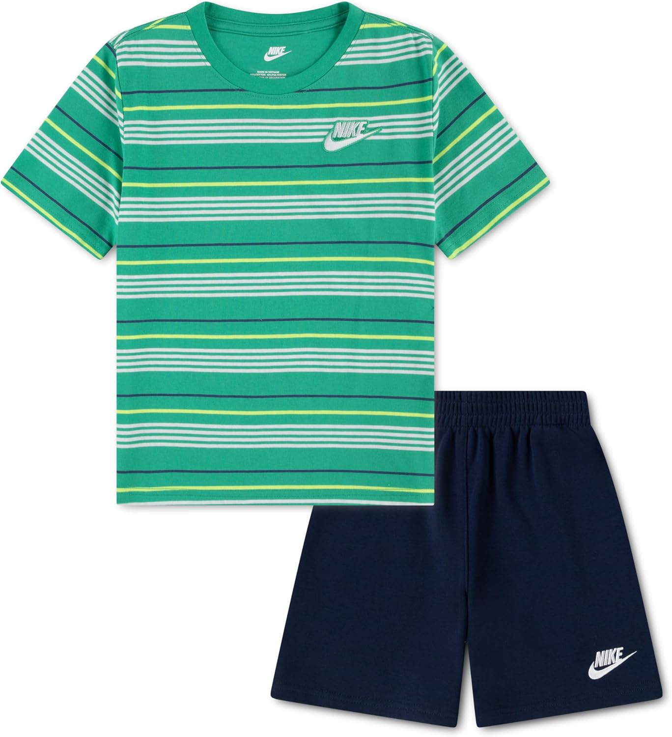Nike Boys' Striped Sportswear Club T-Shirt and Shorts 2-Piece Outfit Set