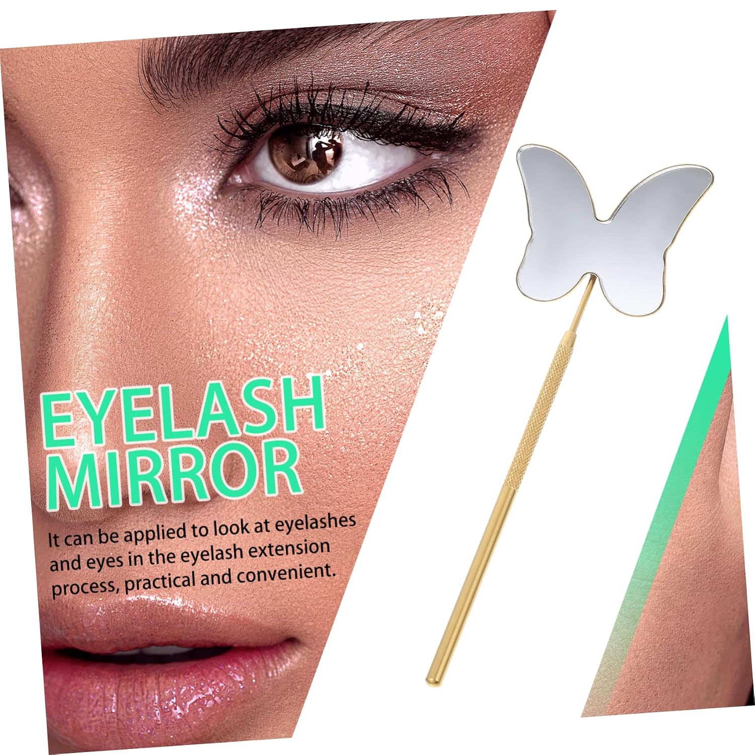 CALLARON Stainless Steel Eyelash Extension Mirror Butterfly Shape Portable image 4