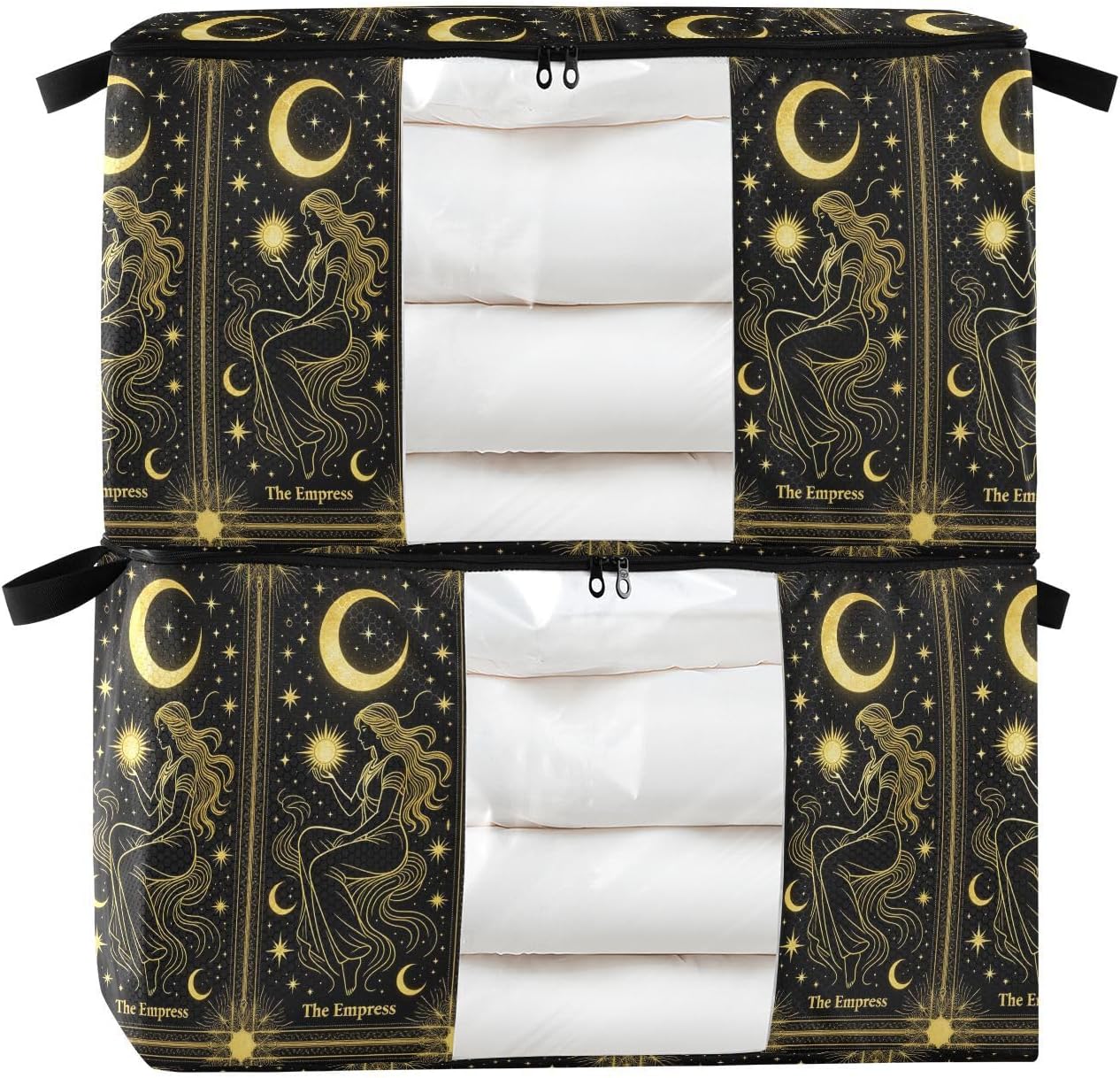 2 Pack Under Bed Storage Containers Foldable Mystical Celestial Goddess Figures Sheet Storage For Closet Foldable Containers With Lids For Garage Office S