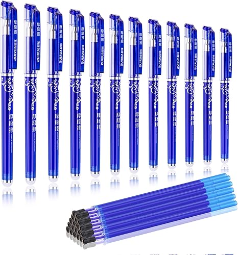 12 Stück Radierbare Kugelschreiber - 0.5mm Blaue Gelstifte Löschbar
