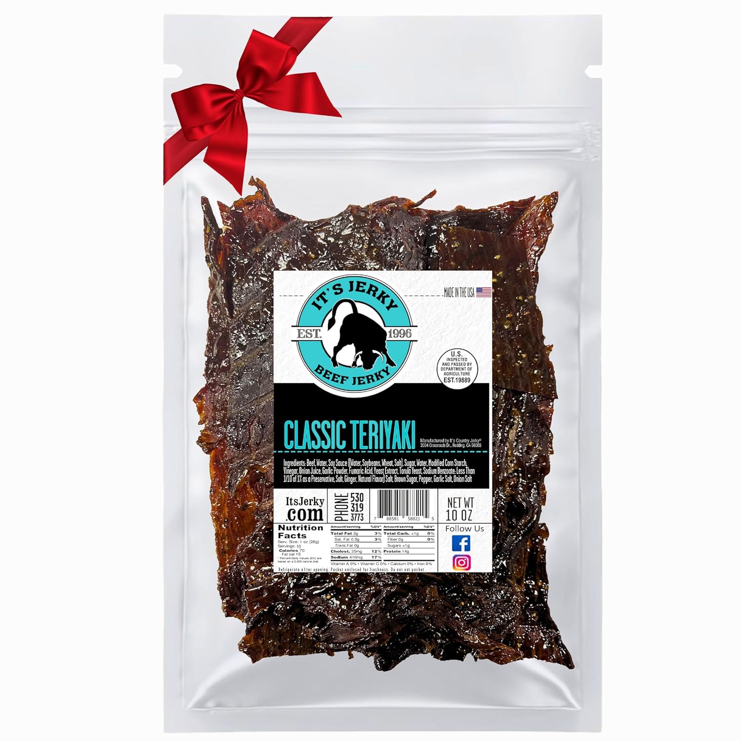 It's Jerky Beef Jerky, Classic Teriyaki, 10 Ounce, 14g of