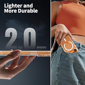 iPhone 17 Pro用ケース、MagSafe対応、クリスタルクリアアンチイエロー、耐衝撃性 高耐久 保護 スリムフィット 携帯電話カバー、iPhone 17 Pro 6.3インチ用、クリア
