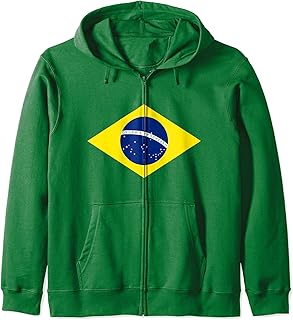 Brazil Flag Zip Hoodie