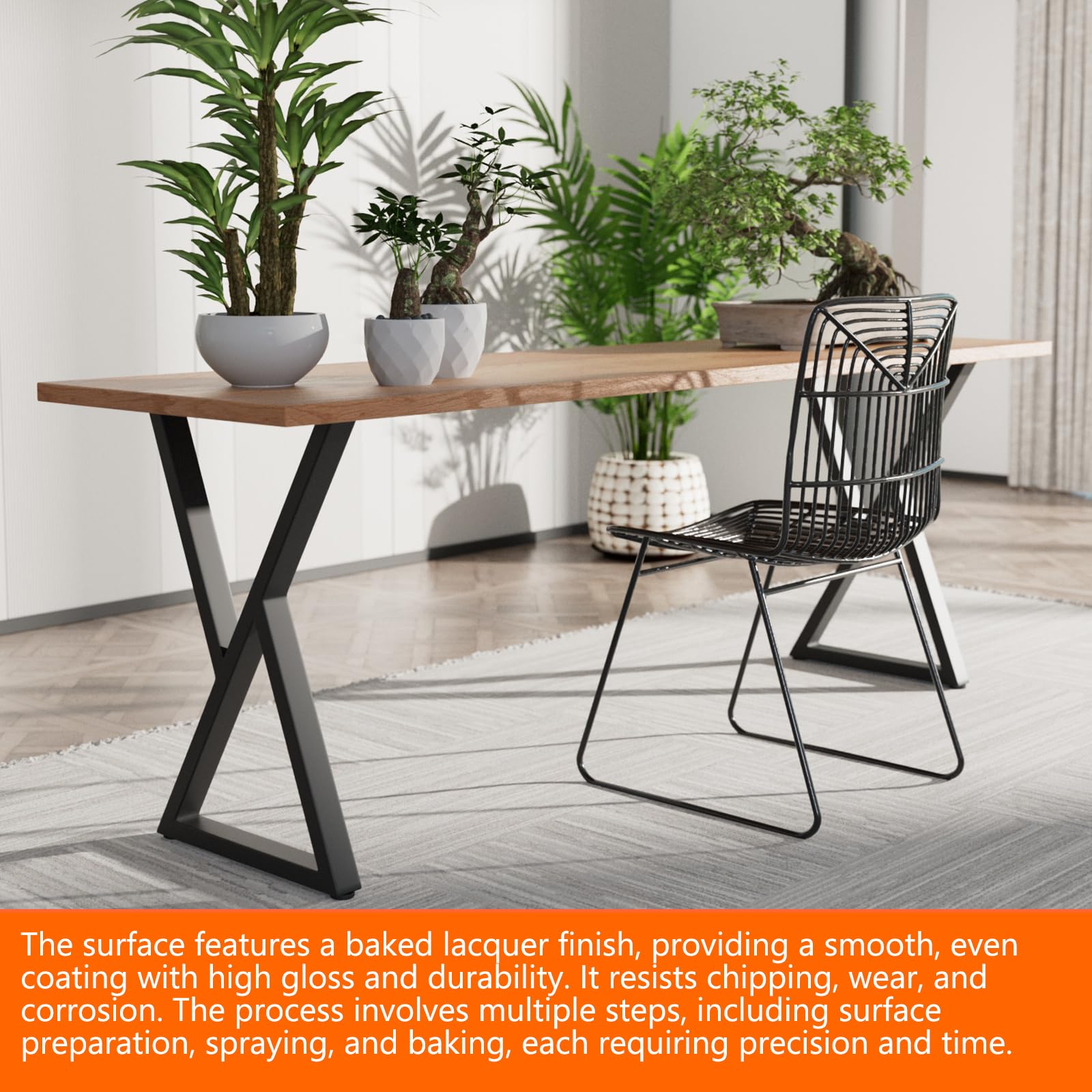 Homtone Juego de 2 Patas de Mesa de Metal Resistente, Patas industriales rústicas para Muebles DIY, Patas para Mesa de café, Escritorio, Barra de Desayuno o Banco (H71 x W45cm - Forma X)
