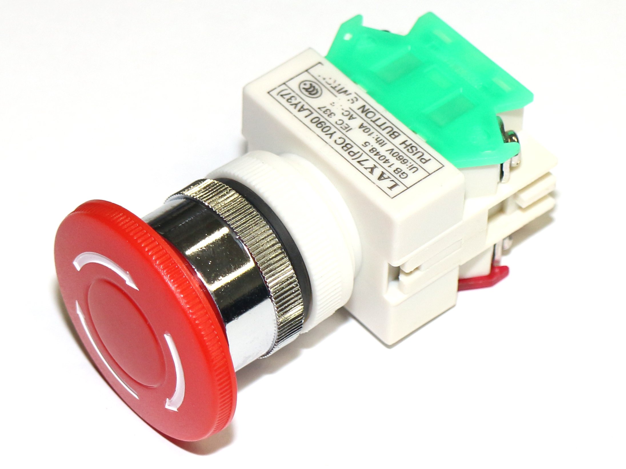 Rotek Not-Aus Schalter/Taster – Rastender Typ, 22mm Frontplattenbohrung