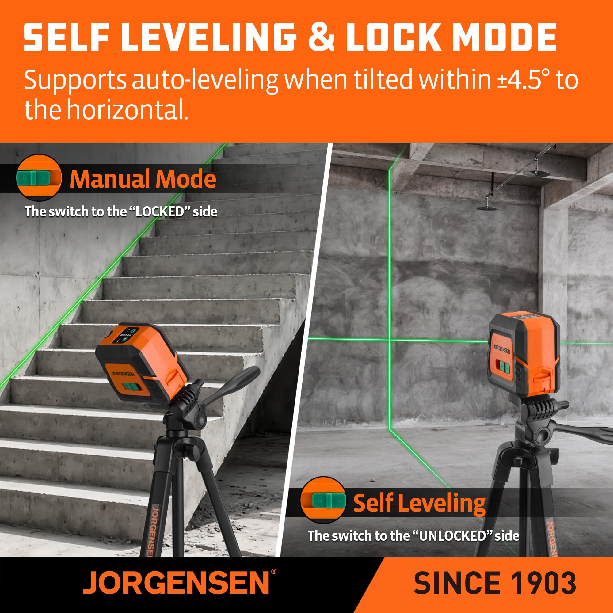 Jorgensen Laser Level - 100FT Cross Line -6