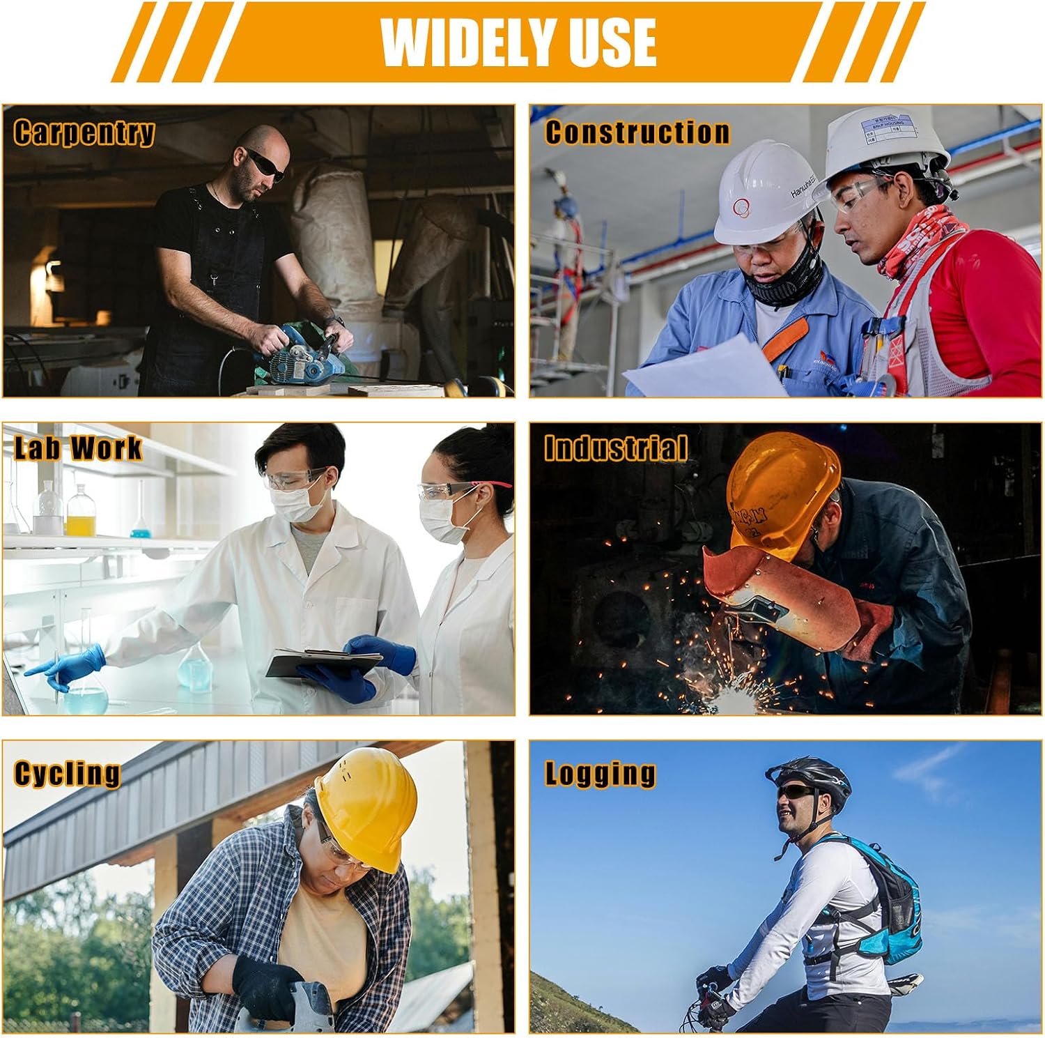 3 Pack Anti-fog Clear Safety Glassess with ANSI Z87.1 Standard for Construction Laboratory Shooting