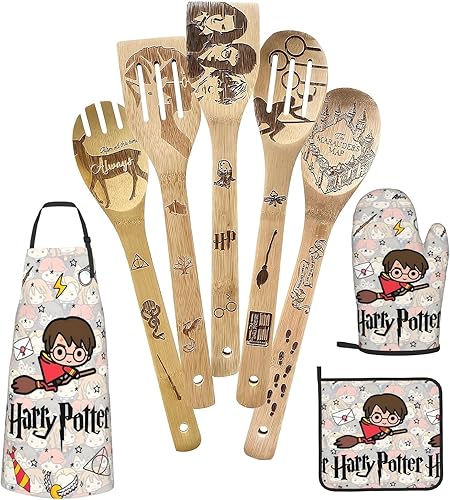 Harry Magic - Juego de utensilios de cocina, regalos para mamá y mujer, regalo de cumpleaños, juego de cucharas de cocina de madera mágica con
