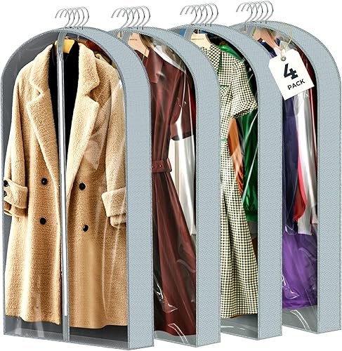 Vista 32 de 6 bolsas de ropa de 40 pulgadas para colgar ropa, bolsas transparentes para almacenamiento de ropa, bolsas de ropa para fundas de viaje con 6PCS