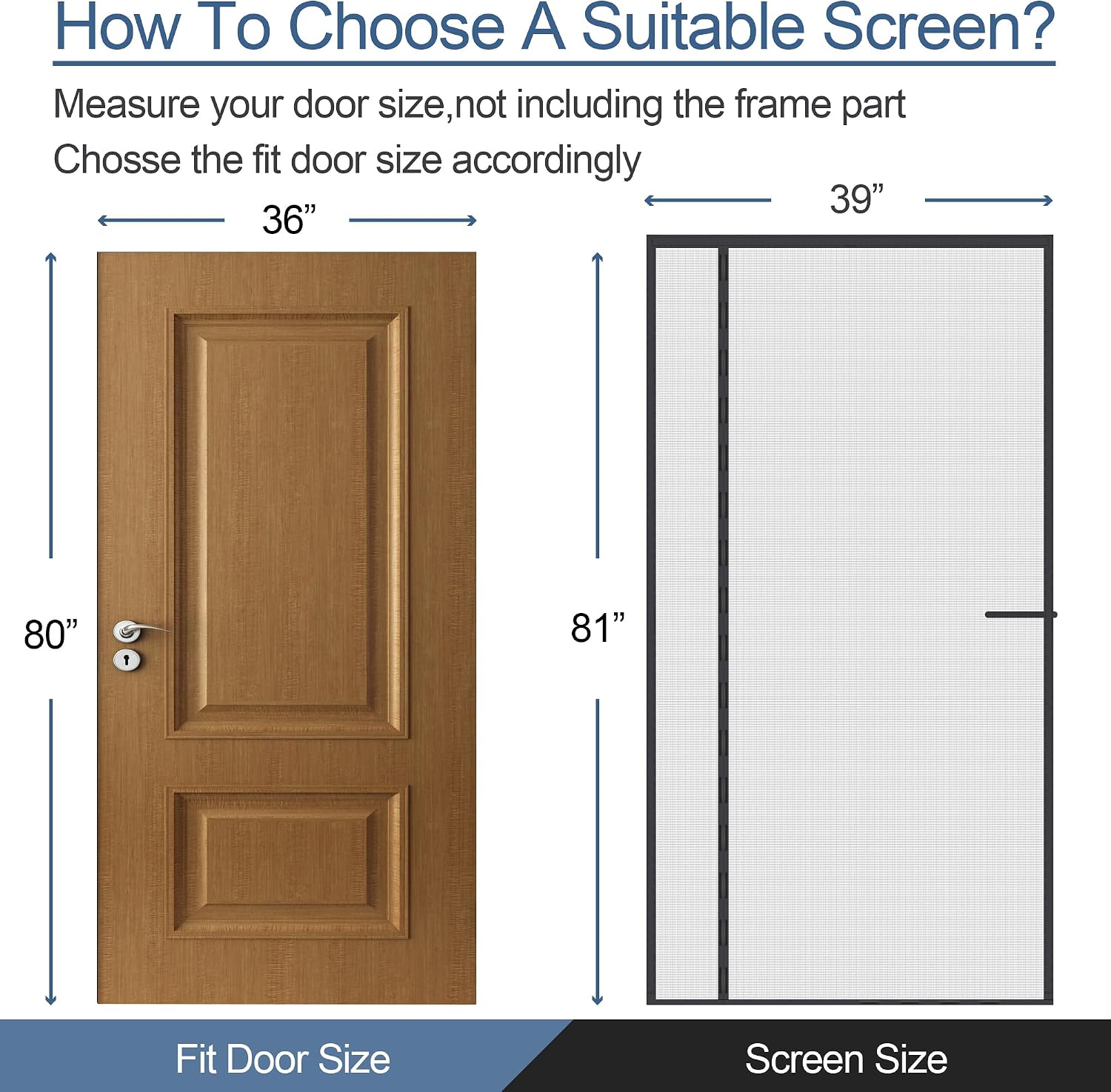 Upgraded Magnetic Screen Door Thicker 255g/㎡ Reinforced Mesh,Reversible Left Right Side Opening,Fit Door Size 36 x 80 Inch,Retractable Door Screen Magnetic Closure,Door Curtain for Single Front Door
