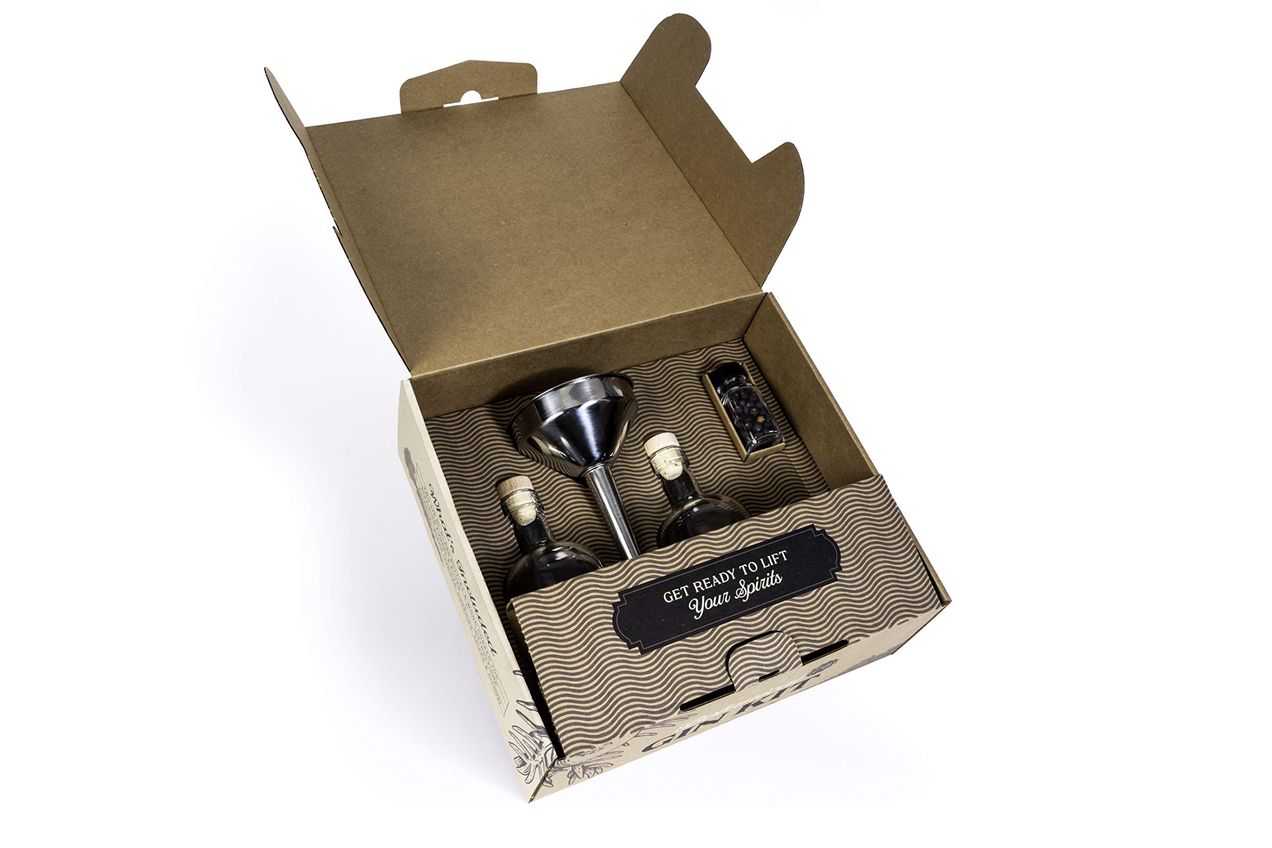 Craft A Brew - Gin Kit - Botanical Blend - For DIY Home Brewing - Includes Two 375mL Glass Bottles, Straining Funnel, Step-by-Step Instructions