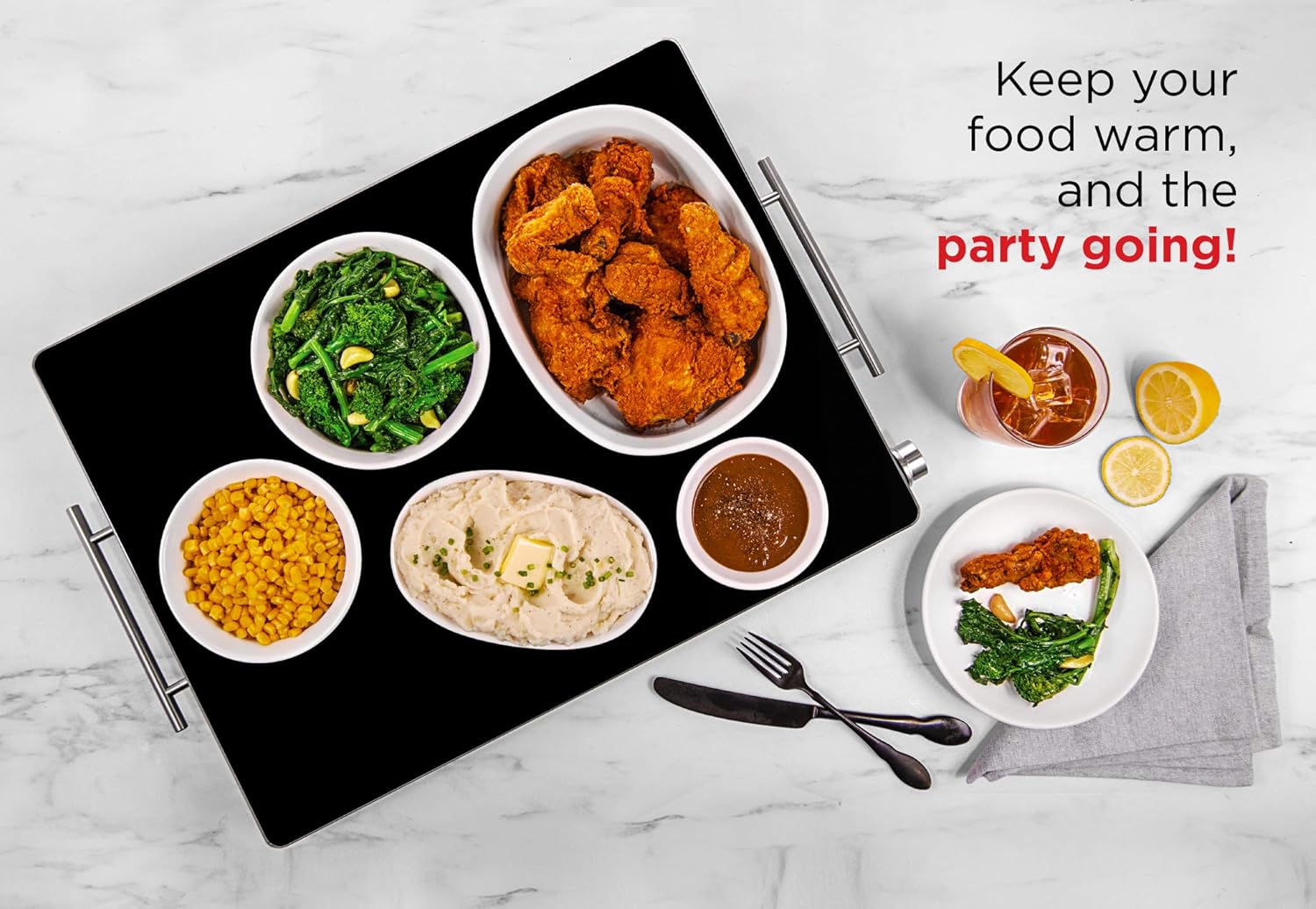 Chefman Electric Warming Tray with Adjustable Temperature Control, Perfect For Buffets, Restaurants, Parties, Events, and Home Dinners, Glass Top Large 21” x 16” Surface Keeps Food Hot – Black : Everything Else