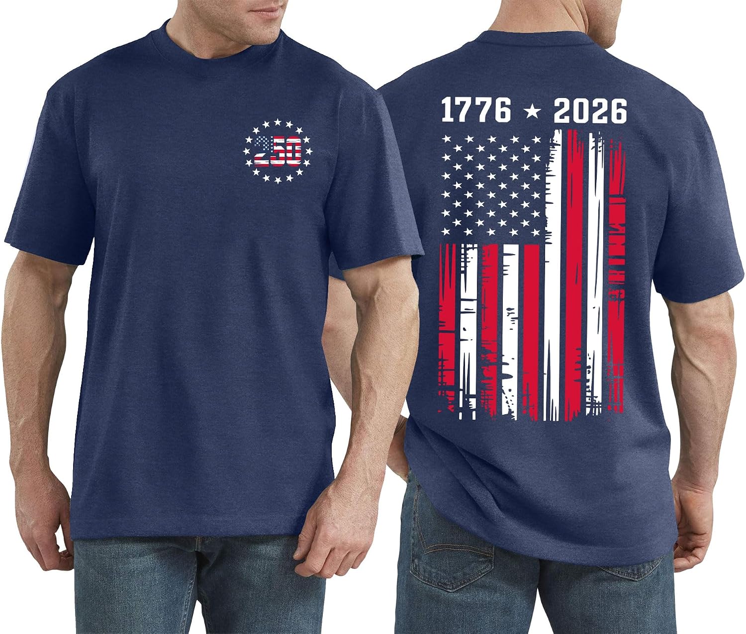 250 Years American Flag Shirts for Men: 4th of July T Shirt 1776-2026 USA Patriotic Tee Tops
