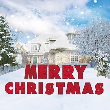 VictoryStore 20-Inch Merry Christmas Yard Sign Letters with Stakes Waterproof Outdoor Christmas Decorations for Lawn, Garden, or Porch Durable Corrugated Plastic Holiday Yard Signs Set of 14 Large Red Letters