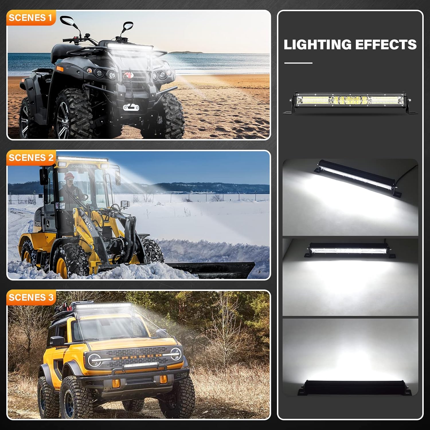 Willpower 15 Inch 144W LED Light Bar 12V 24V Slim Off Road Driving Lights IP67 Waterproof Spot Beam Work Fog Lamps for 4X4 Offroad Truck Car ATV SUV Vehicle Boat Lighting with Wire Harness