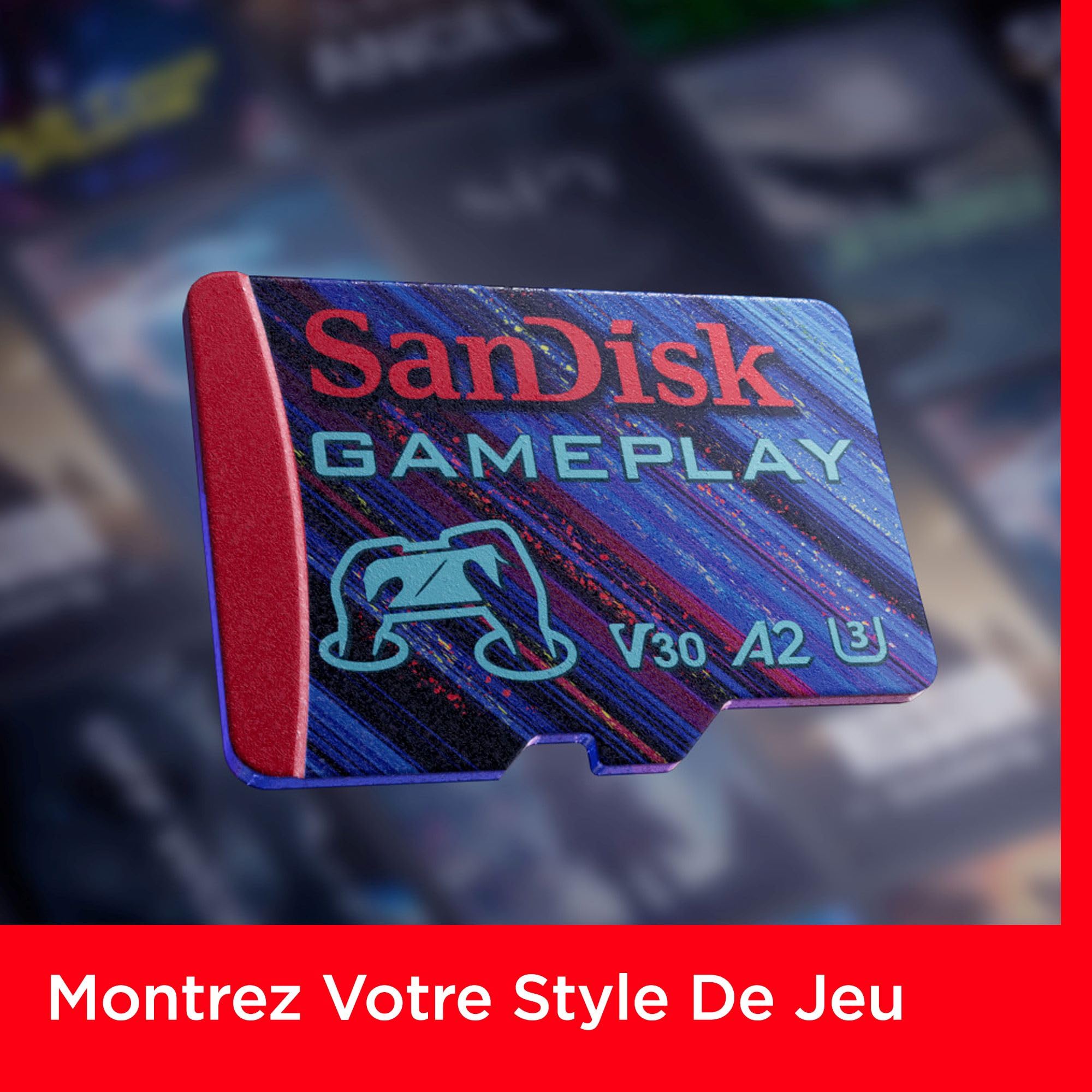 SanDisk 256Go Gameplay microSDXC, carte micro sd pour Jeu sur Smartphone/Console Portable, jusqu'à 190 Mo/s, pour Jeu avec graphique AAA-/3D-/VR- sophistiqués, vidéos 4K-UHD, A2, U3