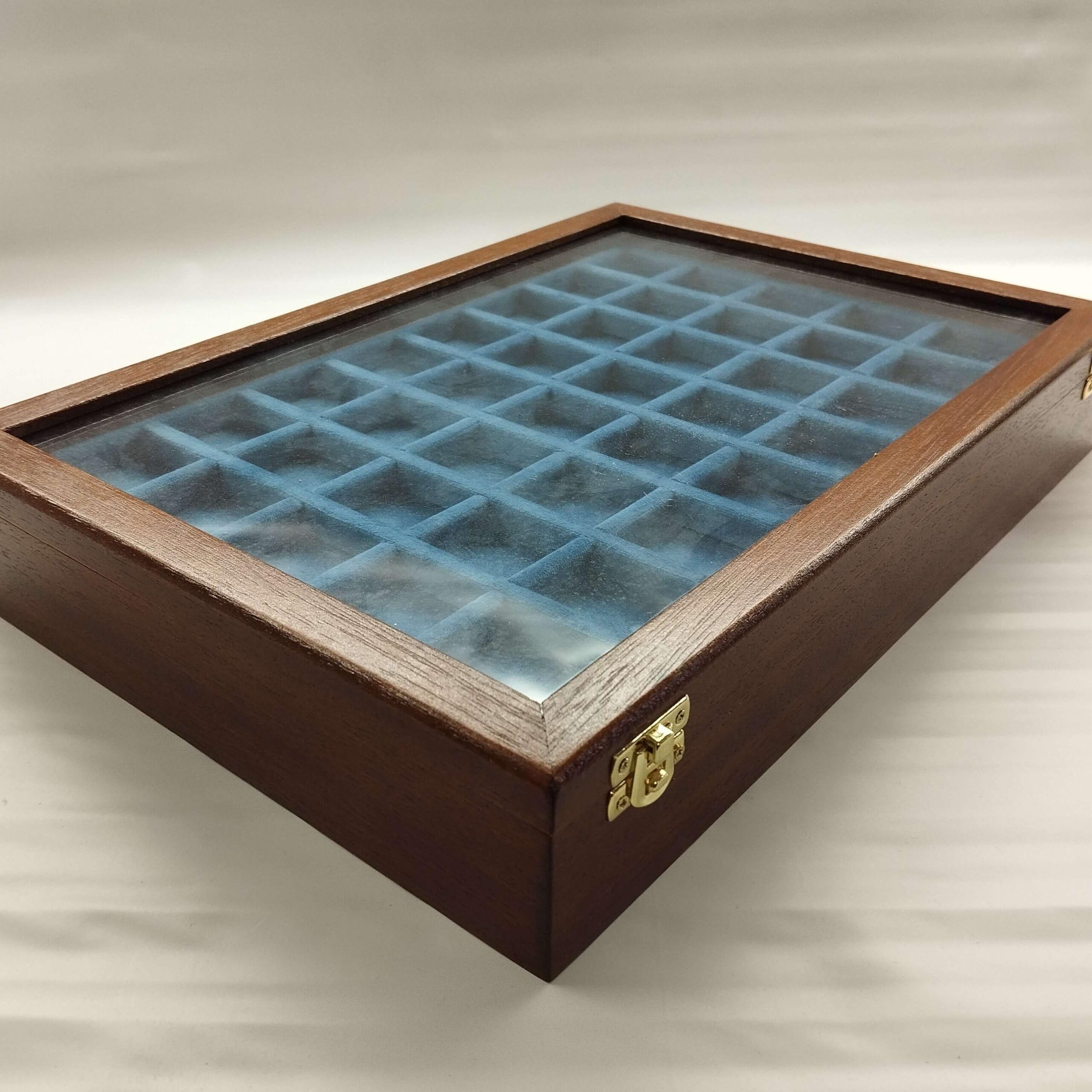 Caja para Monedas y medallas con 2 bandejas de Terciopelo, Madera Maciza Artesanal, numismática, Personalizable, Hecha a Mano en Italia