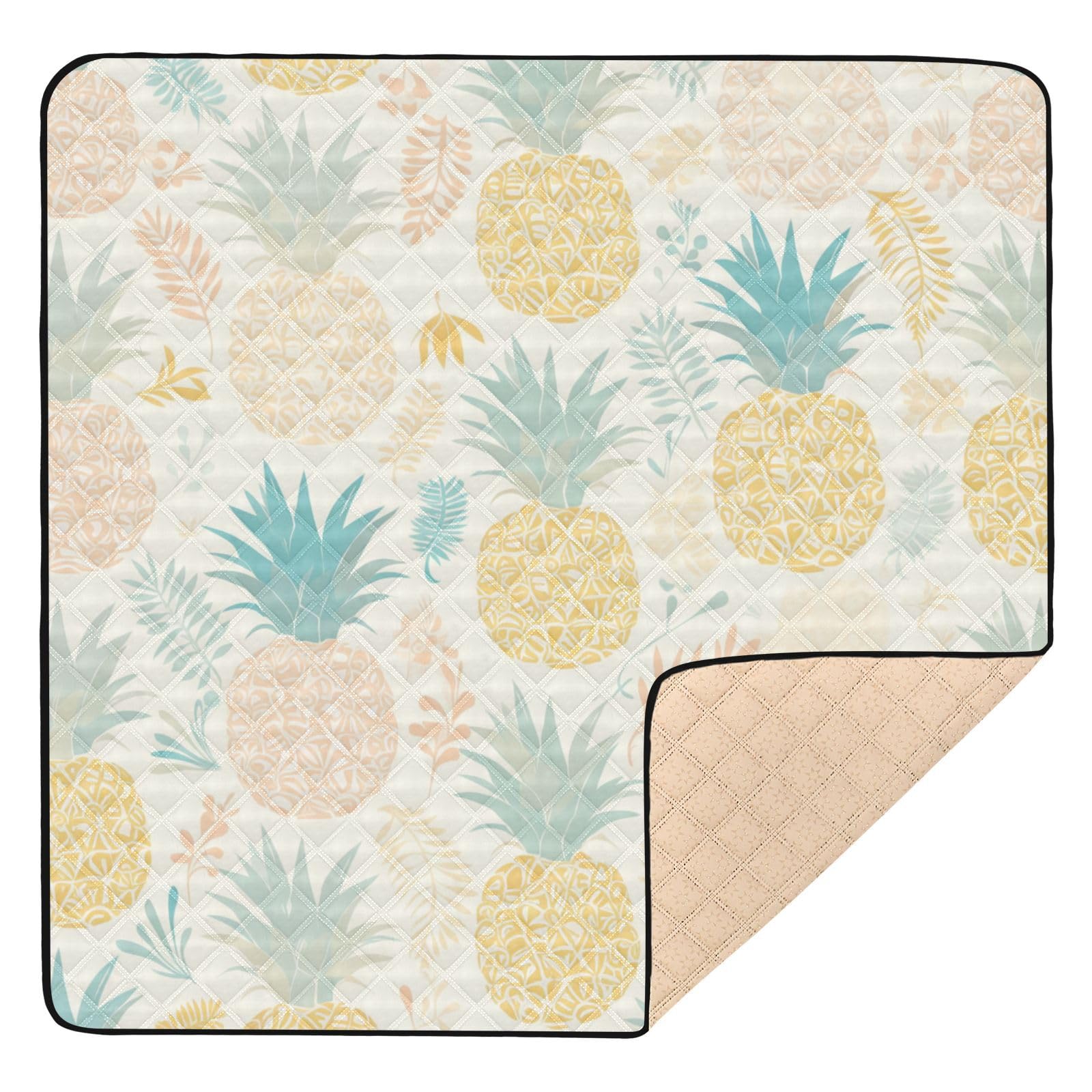 Kigai Pineapples Baby Play Mat for Floor and Playpen 50x50 inch Non-Slip Baby Activity Playmat Waterproof Foldable Crawling Mat for Infants Toddlers