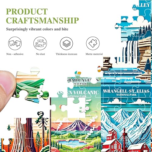 Miniatura 4 de ALL4JIG Rompecabezas de 1000 piezas con diseño de recortes de papel del Parque Nacional para adultos y niños, regalo de Papá Noel secreto, regalo de