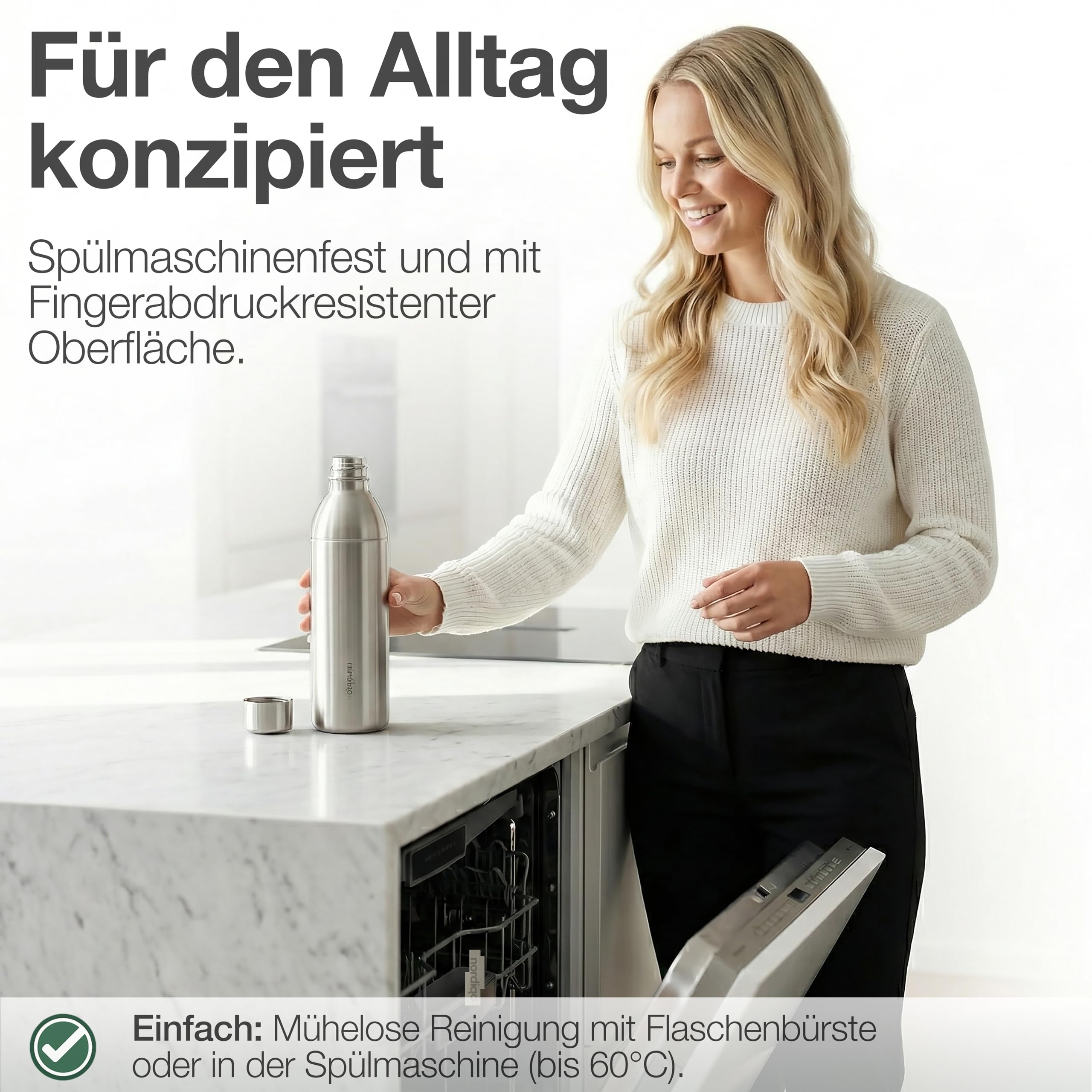 Edelstahlflasche 1.3L für Aarke Carbonator 3 & SMEG, 2-Set | BPA-frei. Auslaufsicher. Füllmarkierung innen & außen. Kein Ablauf. 1300ml. Anti-Fingerprint Stahl x 2