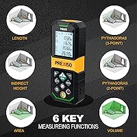 Vista 5 de PREXISO Medidor Láser Recargable, Herramienta de Medición Láser de Haz Verde de 265 Pies con Sensor de Ángulo y Almacenamiento de 30 Conjuntos