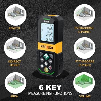 PREXISO Laser Measure Rechargeable, 265Ft Green Beam Laser Measurement Tool & PREXISO 2-in-1 Digital 135Ft Rechargeable Laser Tape Measure