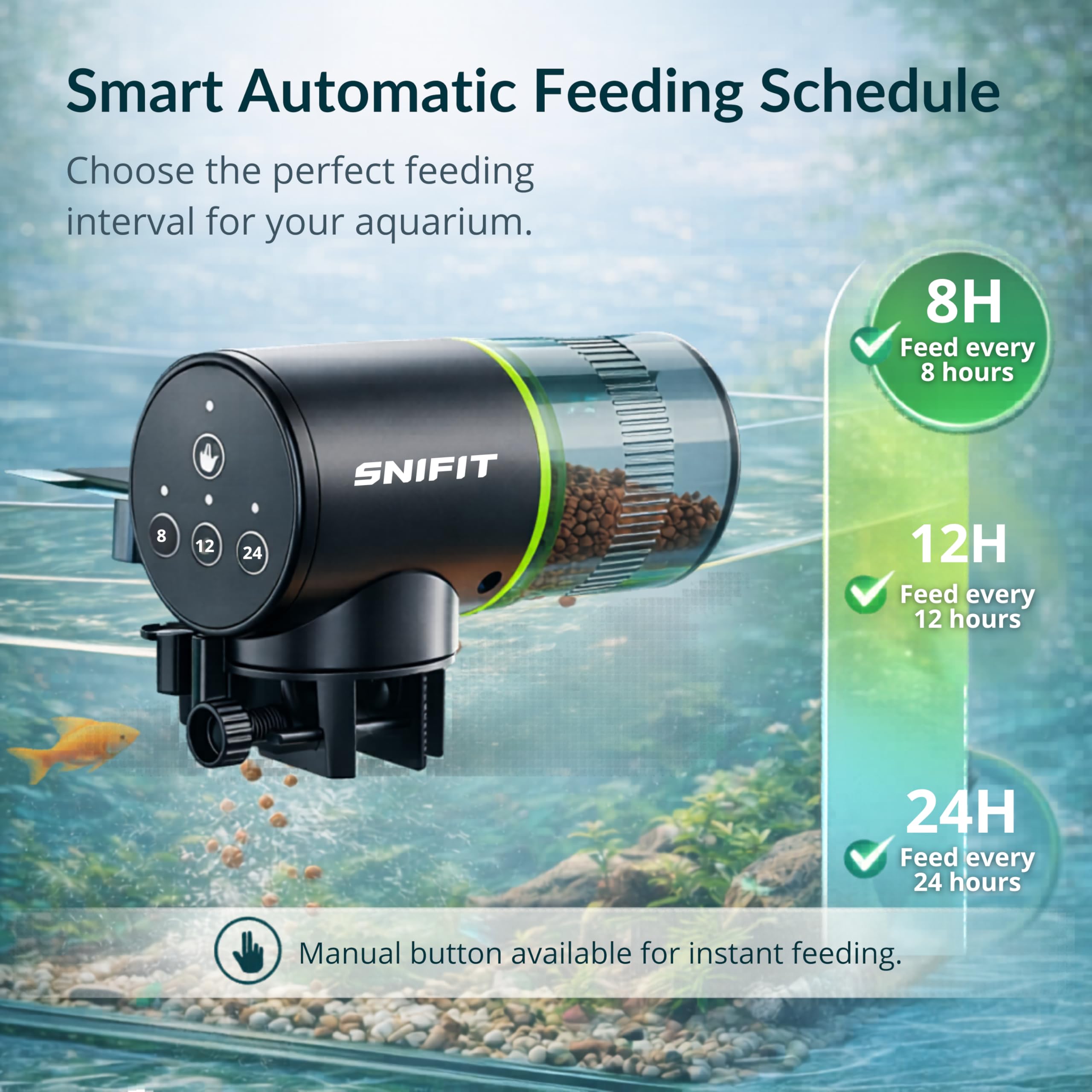 Mangeoire automatique pour aquarium – Distributeur automatique de poissons – avec programme d'alimentation réglable pour la maison ou le bureau et petit réservoir de tortue Betta – Vacances de