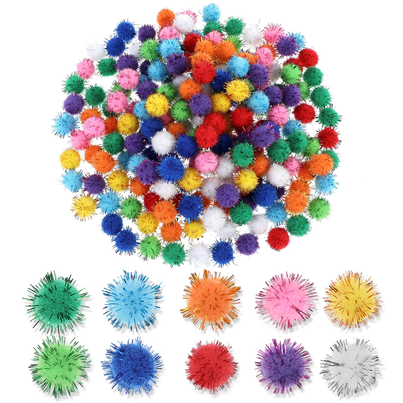 120 pompon da 20 mm, per fai da te, palline colorate in peluche, per