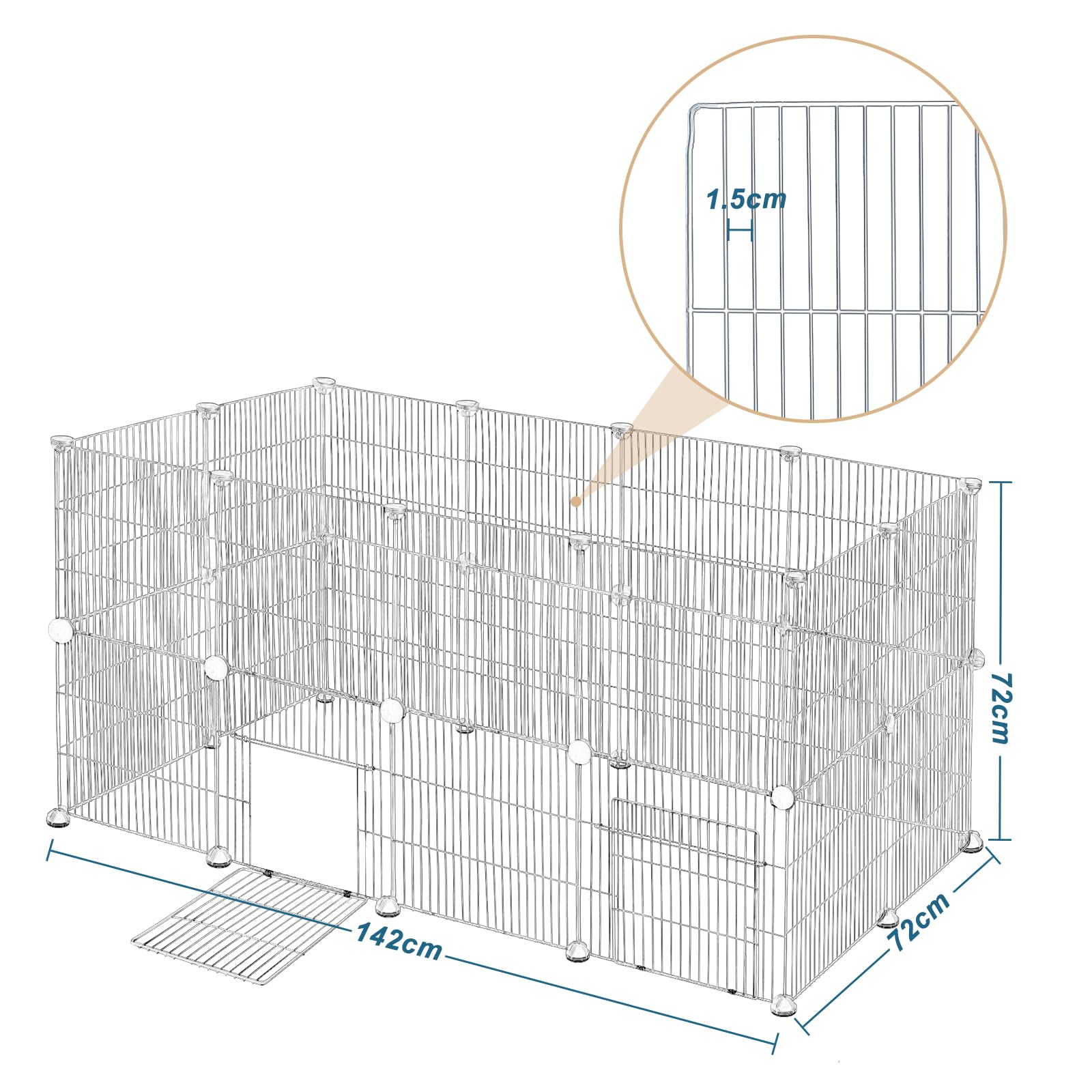EUGAD Gabbia per Piccoli Animali 24 Pannelli 35x35cm Bianco