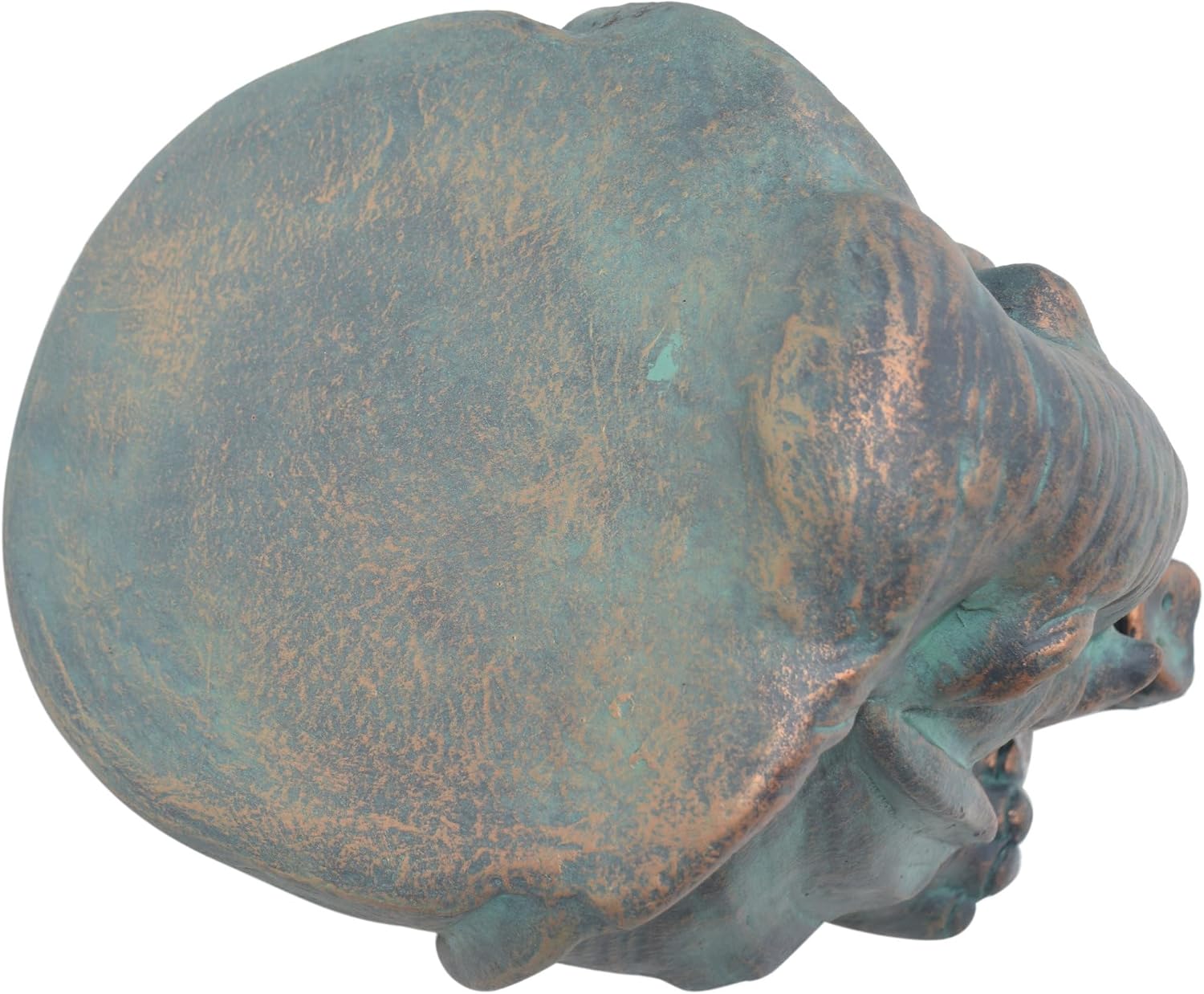 Decorative Elephant Garden Stool, Copper Patina Finish, Indoor Outdoor Accent Table, Weather-Resistant Concrete