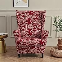 Vista 9 de ele ELEOPTION Funda elástica para sofá de 2 piezas, funda elástica para silla con respaldo de ala, funda protectora de muebles para sillas de Camel