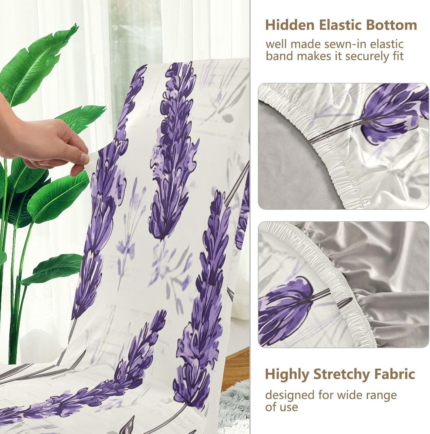 ALAZA Chair Covers for Dining Room, Cute Lavender Flower Stretch Chair Cover Sets Chair Protector Removable Washable for Ktichen Restaurant Hotel