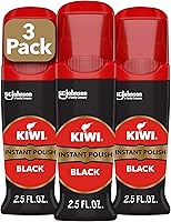 KIWI Instant Shine & Protect Liquid Shoe Polish Black, 2.5oz Bottles with Sponge Applicator, Pack of 3 - Long-Lasting Shine & Water Protection