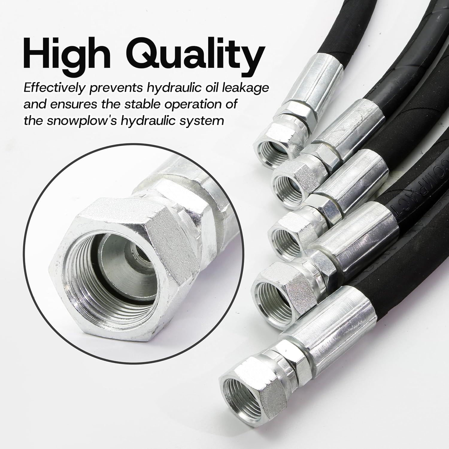 Hydraulic Hose Kit 16" 36" 42" 38" 42" Receiver 1/4'' 3/8'' Fit for Fisher Xtreme V Snowplow, Hose Assembly Replacement Part Pack of 5