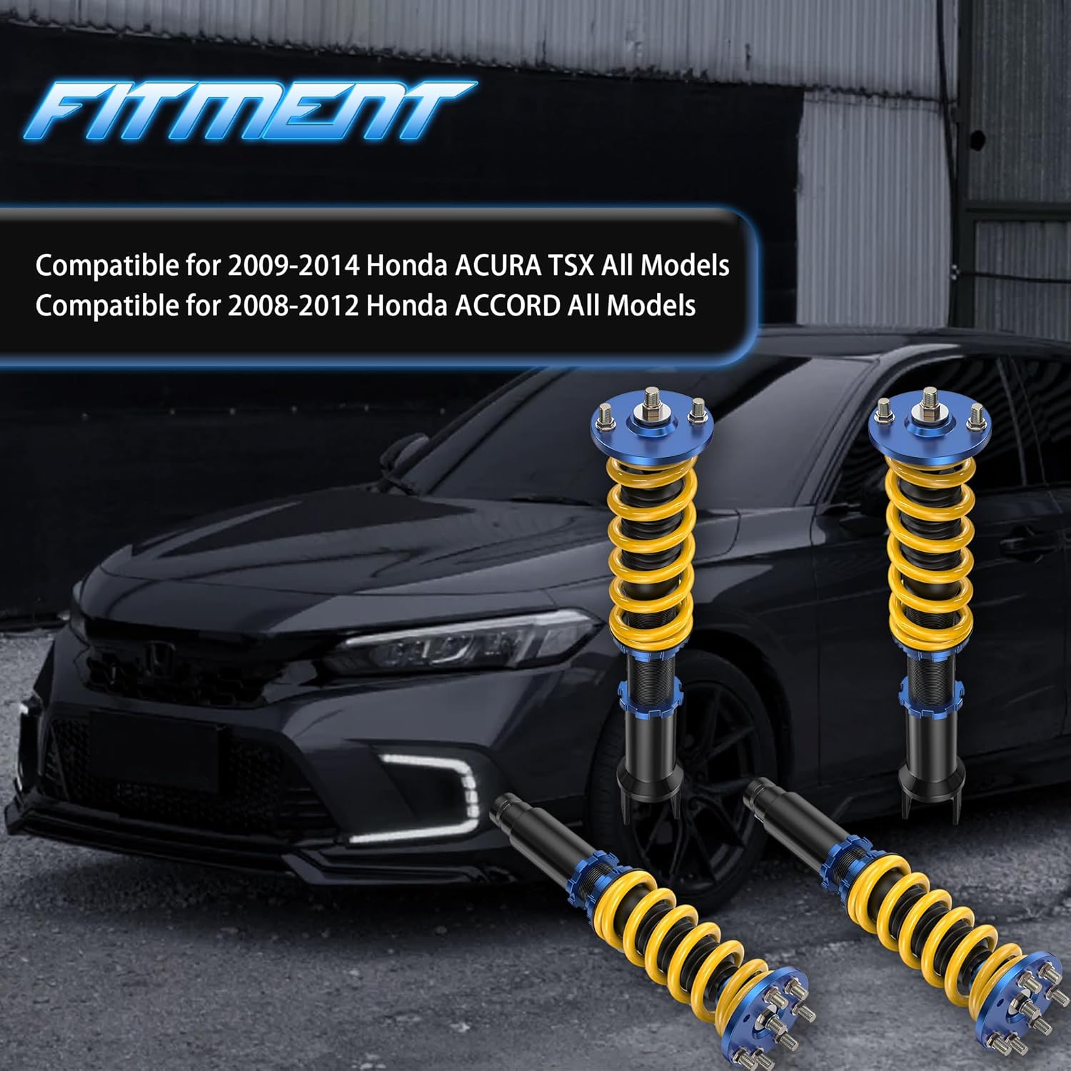Height Adjustable Coilover Lowering Kit Compatible for 09-14 Honda ACURA TSX, 08-12 Honda Accord Suspension Coil Spring Strut Shocks (4pcs)
