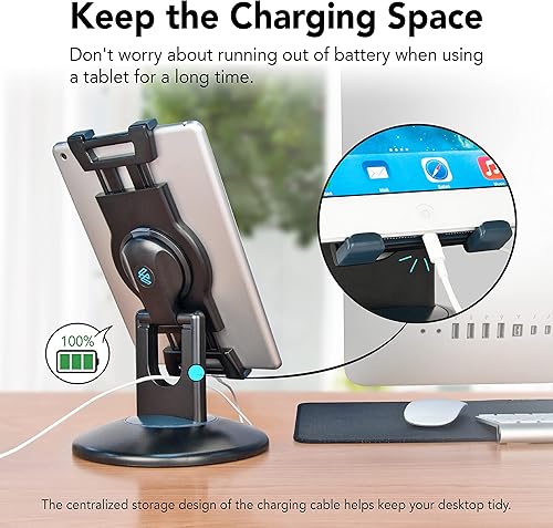 Miniatura 3 de EHO Soporte para iPad, soporte giratorio de 360, quiosco minorista, adaptador universal de 6 a 13.5 pulgadas, soporte universal para tableta para