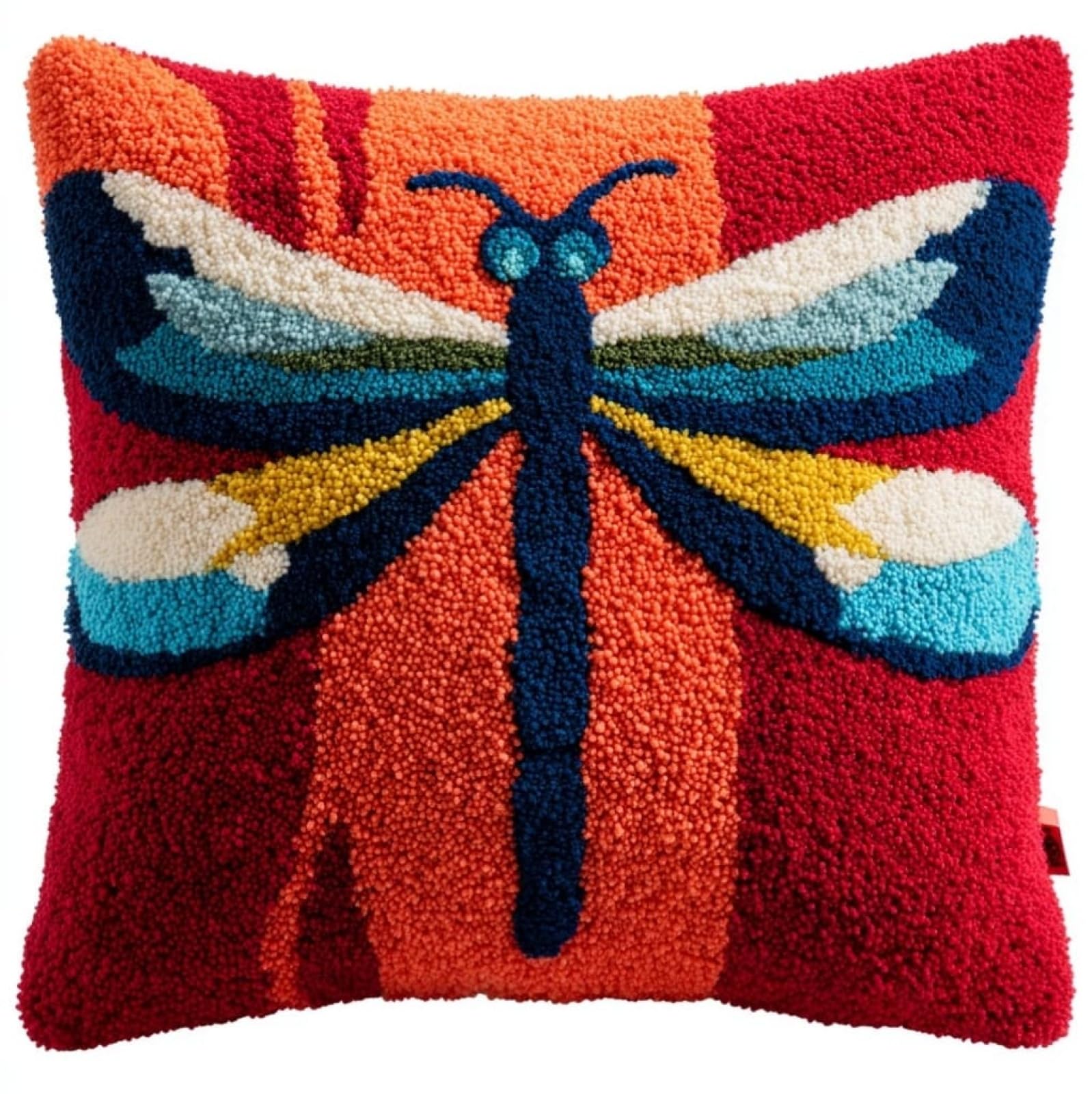WallustrioaW Latch Hook Cushion Kit DIY 17x17in,Cartoon Dragonfly