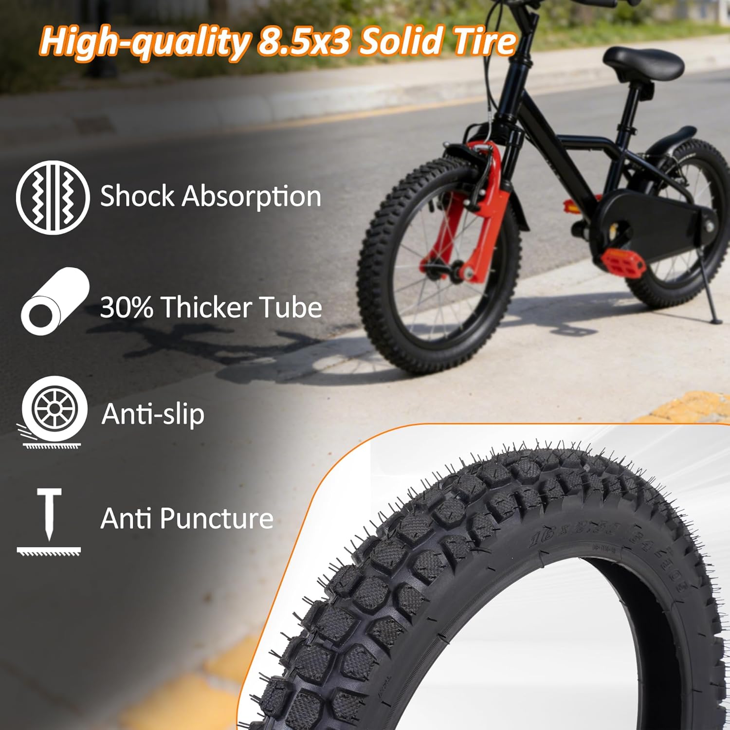 RUTU 16x2.5 Tire and Inner Tube Set, 16x2.50 Scooter Tire for Ebikes Kids Bikes, 65-305 Tires Fit for Scooter BMX Bicycles Electric Bikes