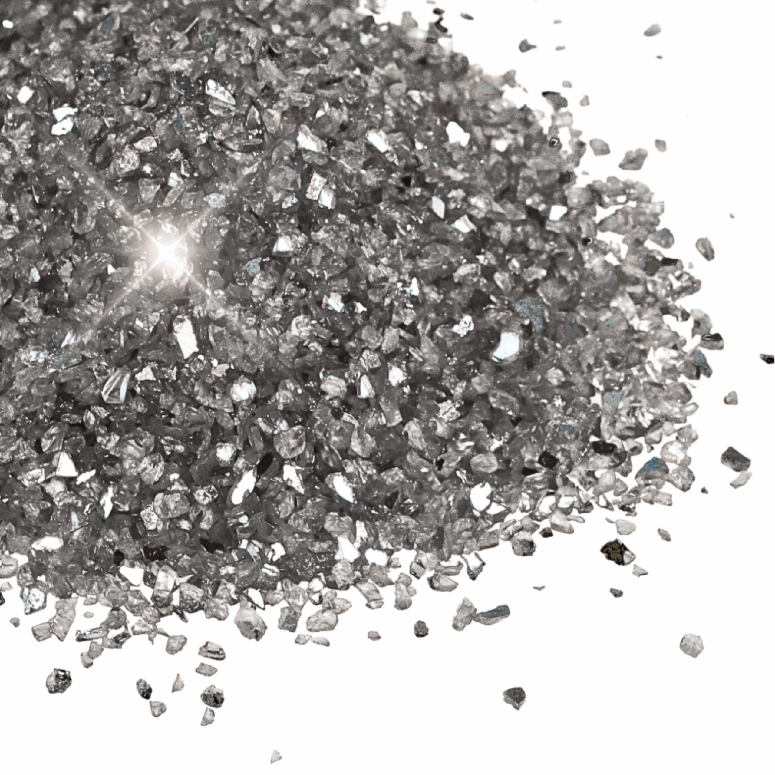 250g Grey/Silver Crushed Glass Mirror Side Broken Glass Chips 1-4mm Reflective Mirrored Granules Gravel Chunks Stones Vase Filler Garden Plants Resin Irregular