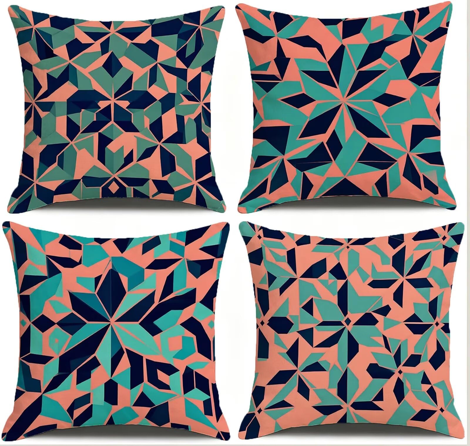 Blu Federe Cuscini Divano 50x50cm, Cuscini da Esterno Set de 4, Cod-450