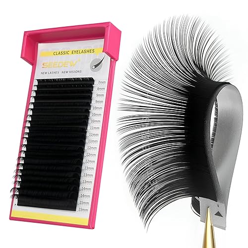 Extensiones de pestañas individuales clásicas, 20 filasbandeja de 0.315 in, rizo D de 0.003 in, pestañas de volumen suaves naturales individuales,