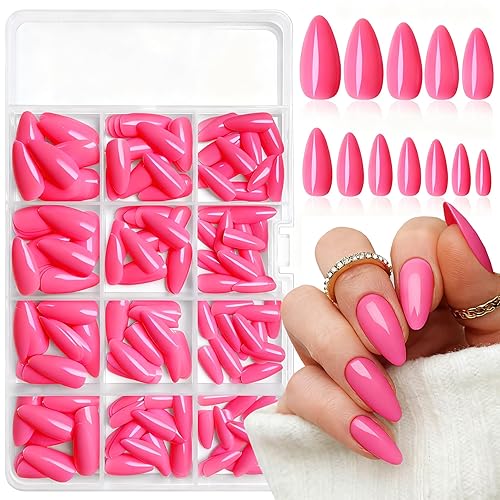 Miniatura 7 de LoveOurHome 240 uñas postizas medianas a presión de almendra, uñas postizas de cobertura completa, color lavanda, uñas con pegamento en uñas