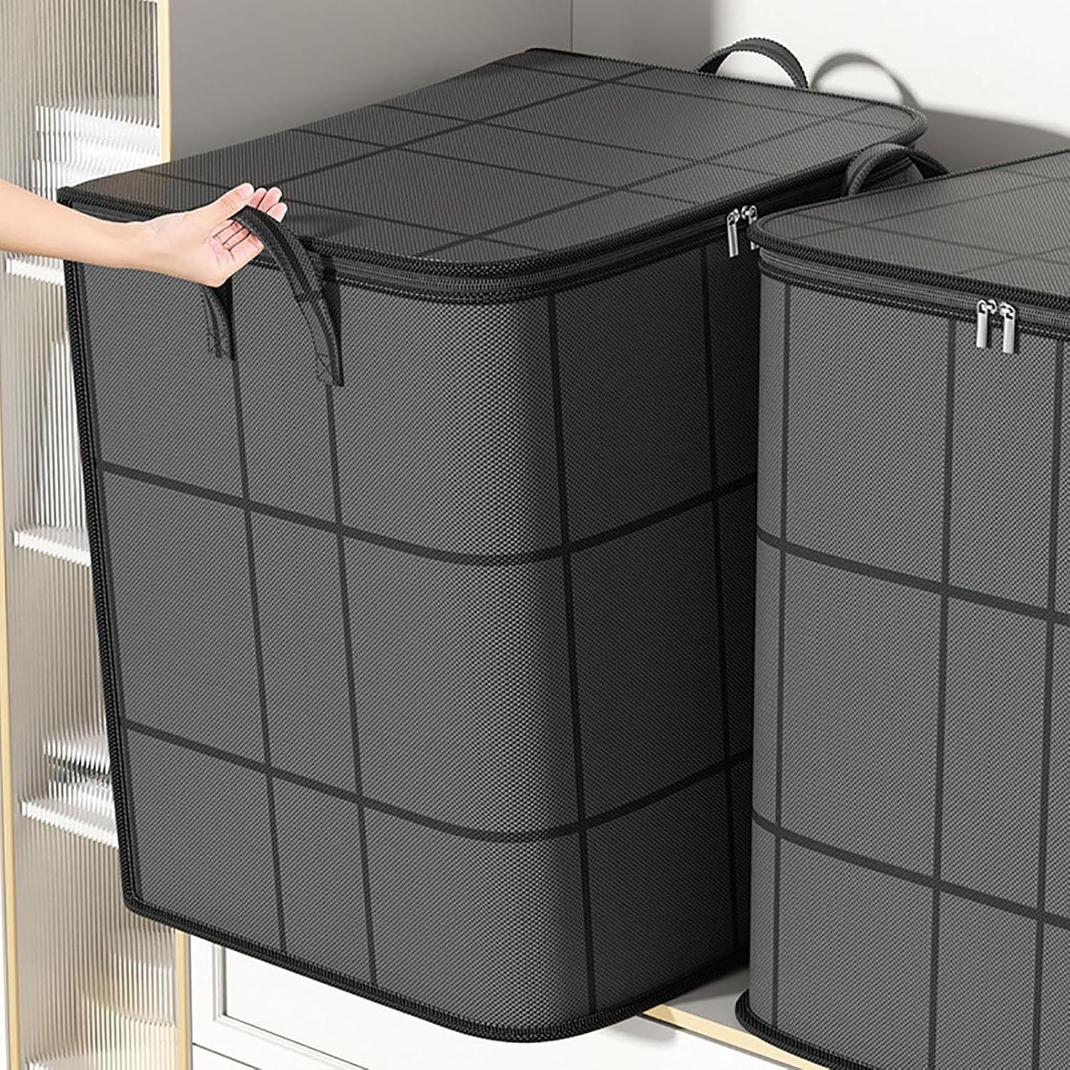 Large Clothes Storage Bag, Zippered Moving Bag, Waterproof Storage Bag, Foldable Large-Capacity Storage Bags, Bedding Storages Bag with Handles, Clothes Storage Container (L (19.7 * 23.6 * 27.6in）)