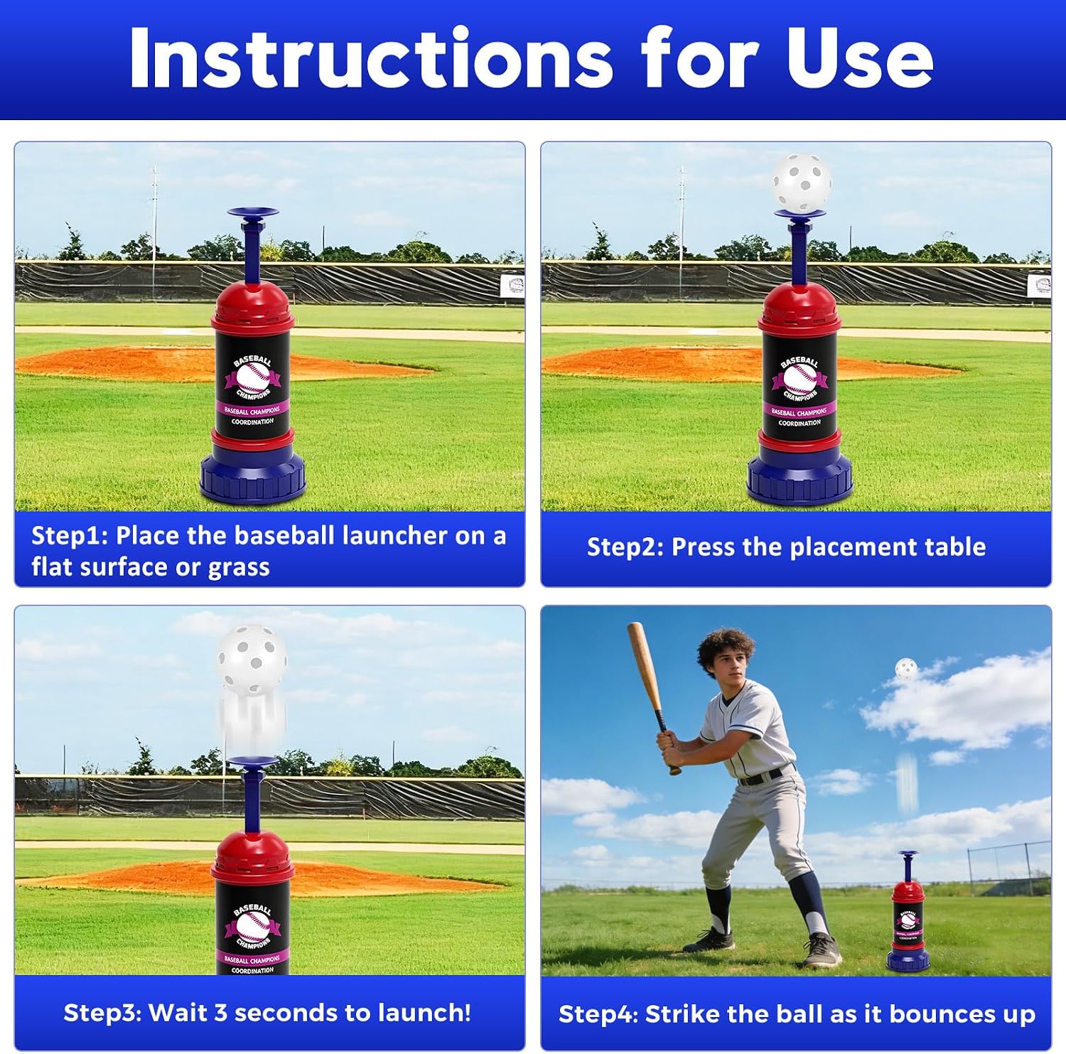 Portable Baseball Hitting Training, Tee Ball Popper Batting Practice Tool,Hitting Tee for Perfect Swings, Batting Machine for Practicing Hitting Without a Pitcher
