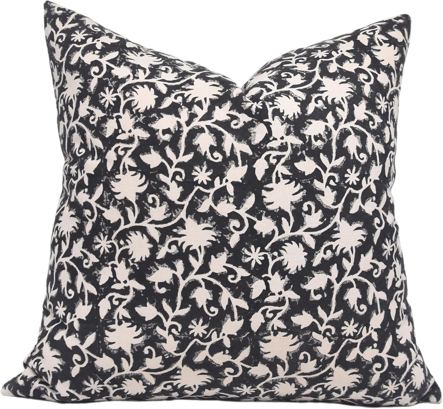 Block Print Duck Canvas 16X16 Throw Pillow Case Cushion Cover with Zipper for Sofa, Couch and Bed, Fall Decoration, Farmhouse, Outdoor, Living Room, Boho Home Décor, Jelifish, Black