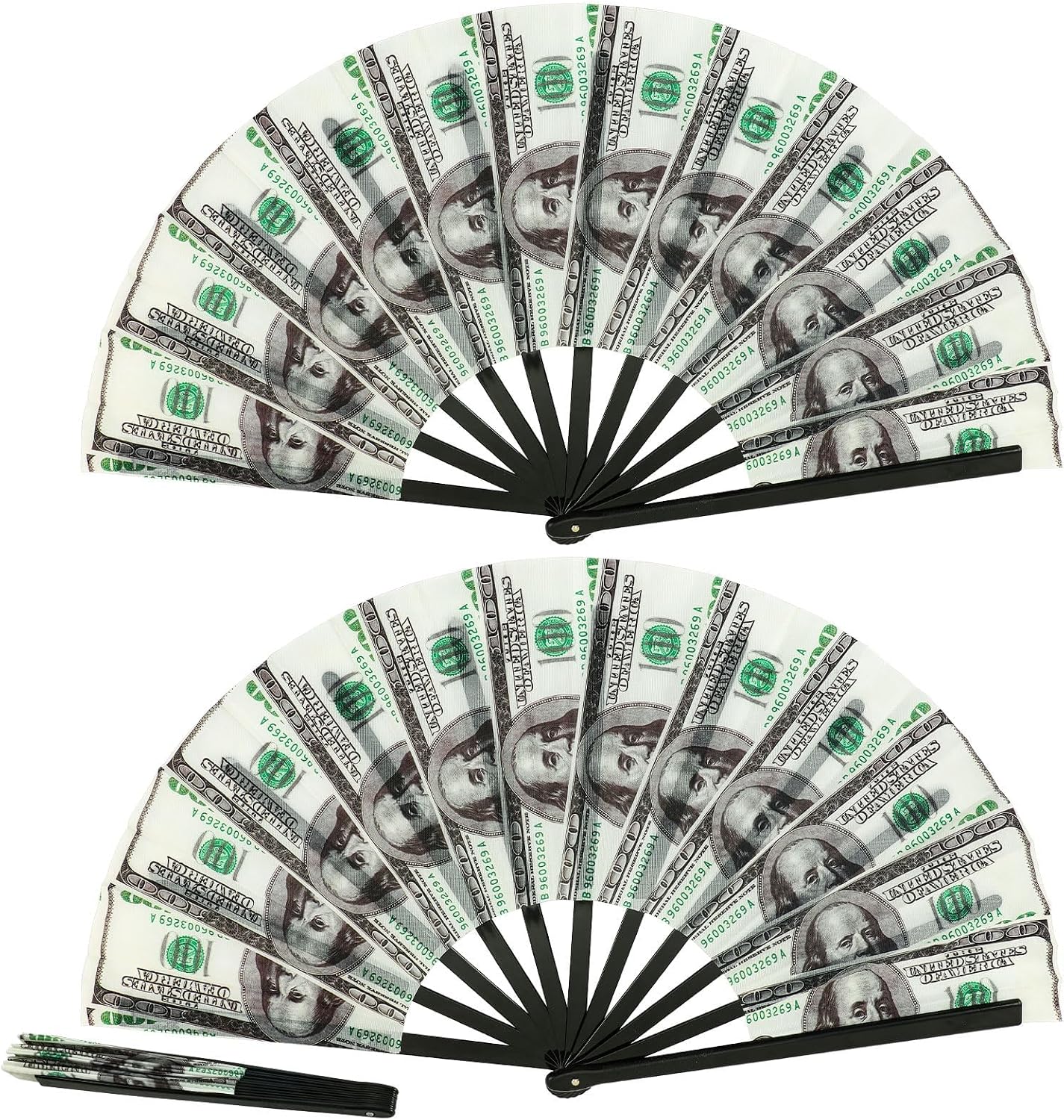 2Pcs Large Folding Fans, 13 Inch Foldable Hand Fan
